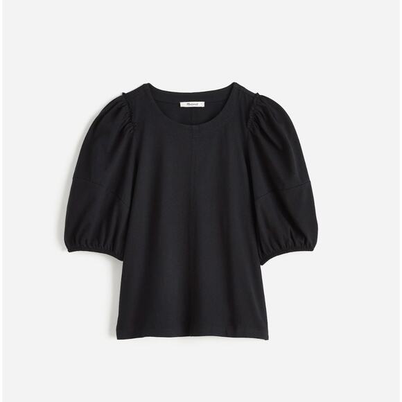 Madewell Puff Sleeve Tee Shirt Cotton Top Relaxed Minimalist Jet Black XXS NWT - Picture 6 of 13